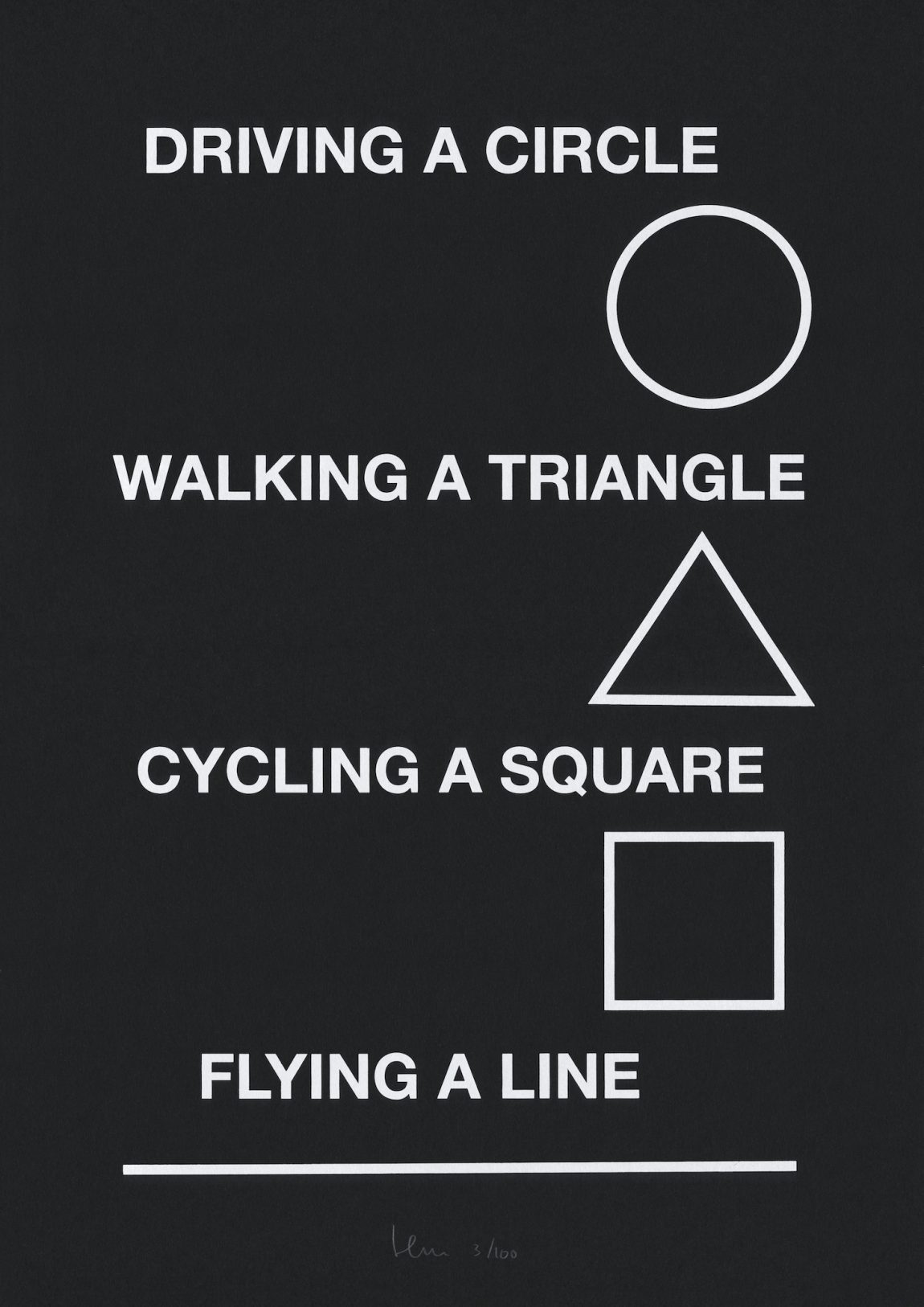 Artist edition - Driving a Circle, Walking a Triangle, Cycling a Square, Flying a Line
