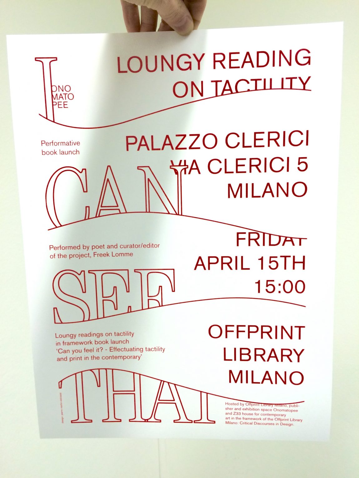 ’I can see that’ - performative book launch - Milano