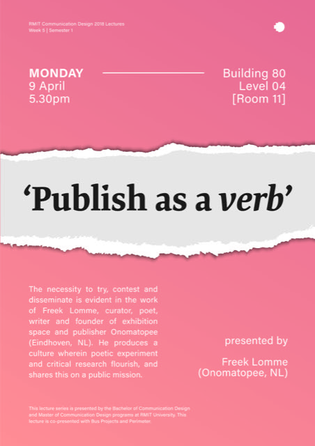 lecture 'Publish as a verb' at RMIT Melbourne