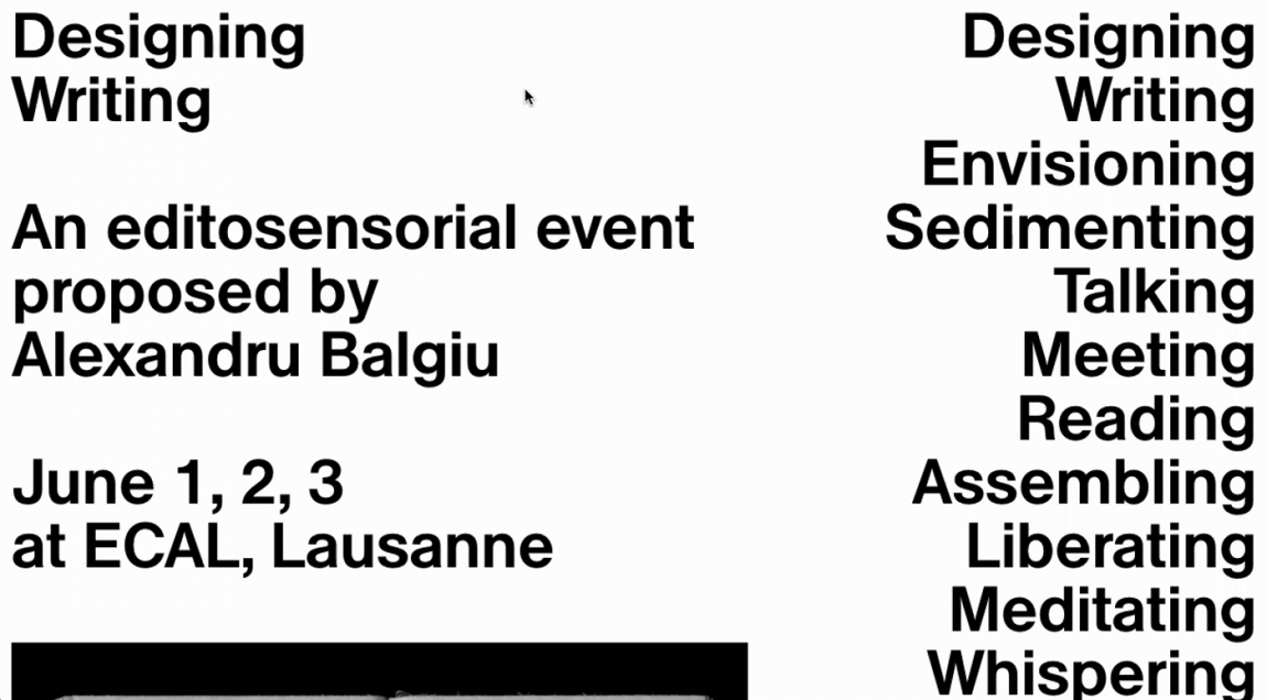 Designing Writing - Ecal Lausanne 2017