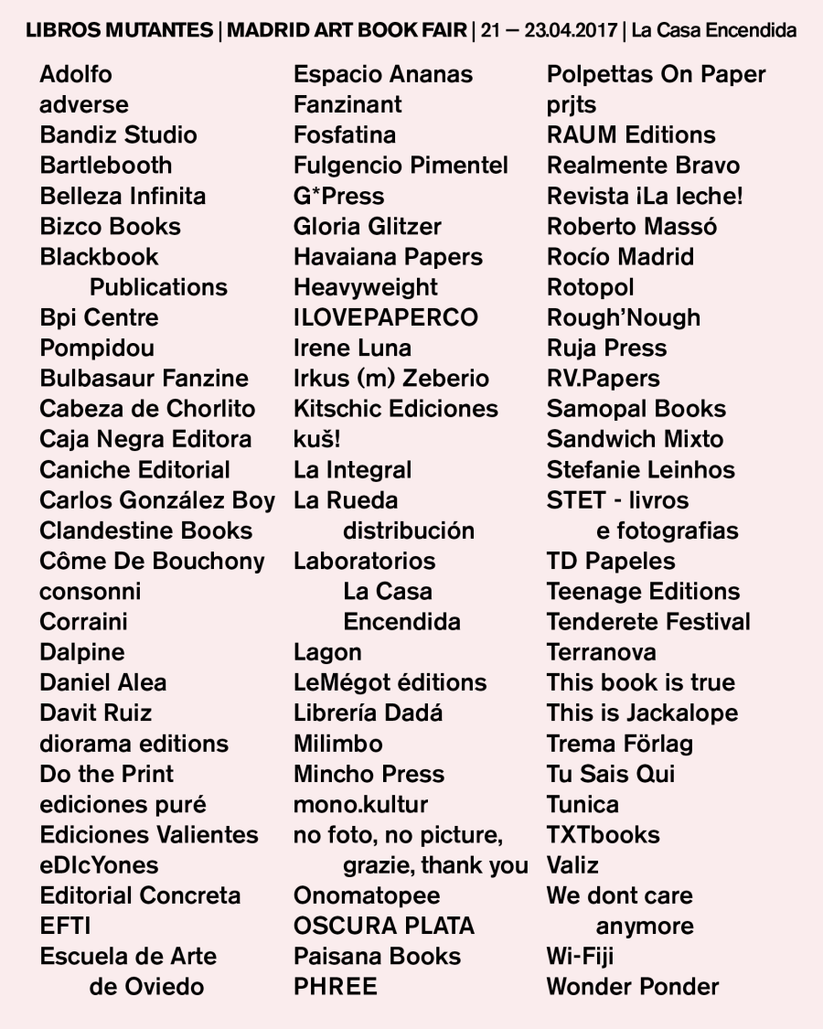 Libros Mutantes art book fair Madrid 2017